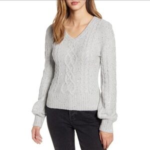 Rachel Parcell Sweater Sequin Cable Glitter Small